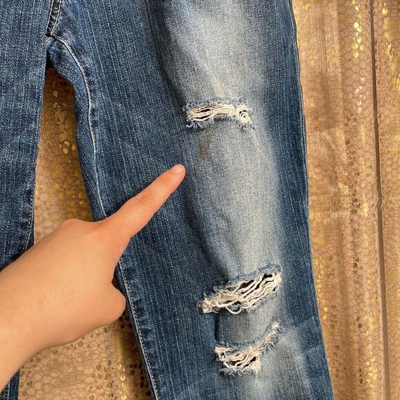 Joe’s Jeans Keagan blue high rise ankle length distressed skinny jeans, size 30 - Picture 6 of 10